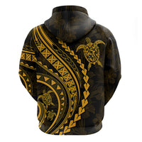 Polynesian Pride Hoodie Turtle Hibiscus Luxury Style - Merigold - Wonder Print Shop