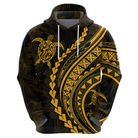 Polynesian Pride Hoodie Turtle Hibiscus Luxury Style - Merigold - Wonder Print Shop