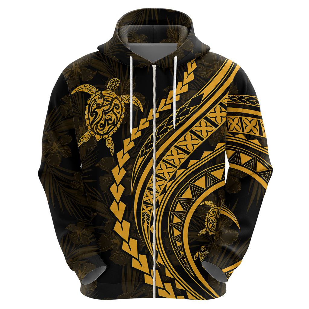 Polynesian Pride Hoodie Turtle Hibiscus Luxury Style - Merigold - Wonder Print Shop