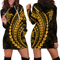 Polynesian Pride Hoodie Dress Turtle Hibiscus Luxury Style - Merigold - Wonder Print Shop