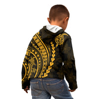 Polynesian Pride Kid Hoodie Turtle Hibiscus Luxury Style - Merigold - Wonder Print Shop