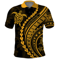 Polynesian Pride Polo Shirt Turtle Hibiscus Luxury Style - Merigold - Wonder Print Shop