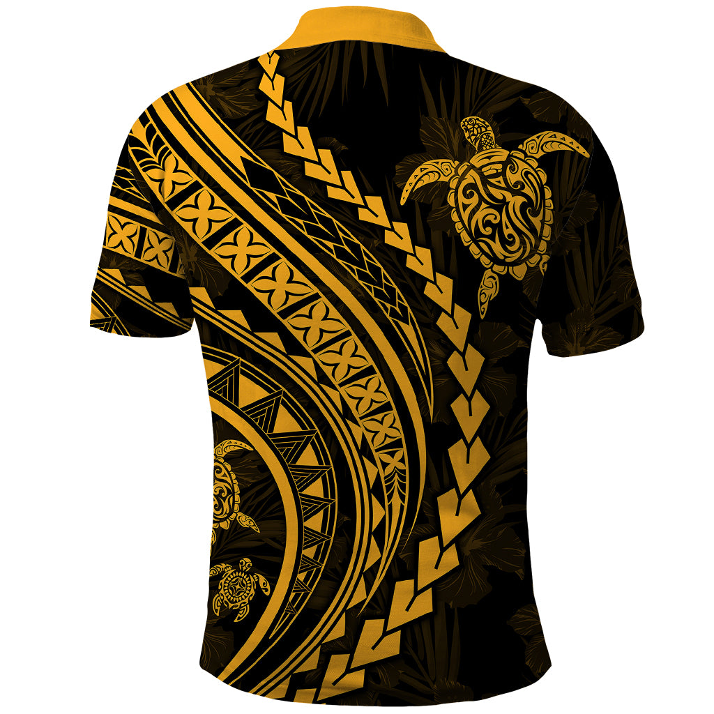 Polynesian Pride Polo Shirt Turtle Hibiscus Luxury Style - Merigold - Wonder Print Shop