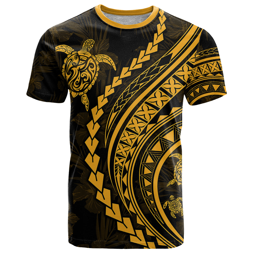Polynesian Pride T Shirt Turtle Hibiscus Luxury Style - Merigold - Wonder Print Shop