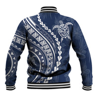 Polynesian Pride Baseball Jacket Turtle Hibiscus Luxury Style - Navy LT7 - Wonder Print Shop