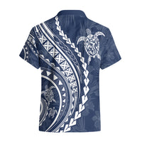 Polynesian Pride Hawaiian Shirt Turtle Hibiscus Luxury Style - Navy - Wonder Print Shop