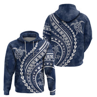 Polynesian Pride Hoodie Turtle Hibiscus Luxury Style - Navy - Wonder Print Shop