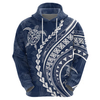 Polynesian Pride Hoodie Turtle Hibiscus Luxury Style - Navy - Wonder Print Shop