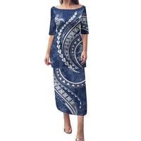 Polynesian Pride Puletasi Turtle Hibiscus Luxury Style - Navy - Wonder Print Shop