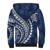 Polynesian Pride Sherpa Hoodie Turtle Hibiscus Luxury Style - Navy - Wonder Print Shop