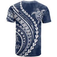 Polynesian Pride T Shirt Turtle Hibiscus Luxury Style - Navy - Wonder Print Shop