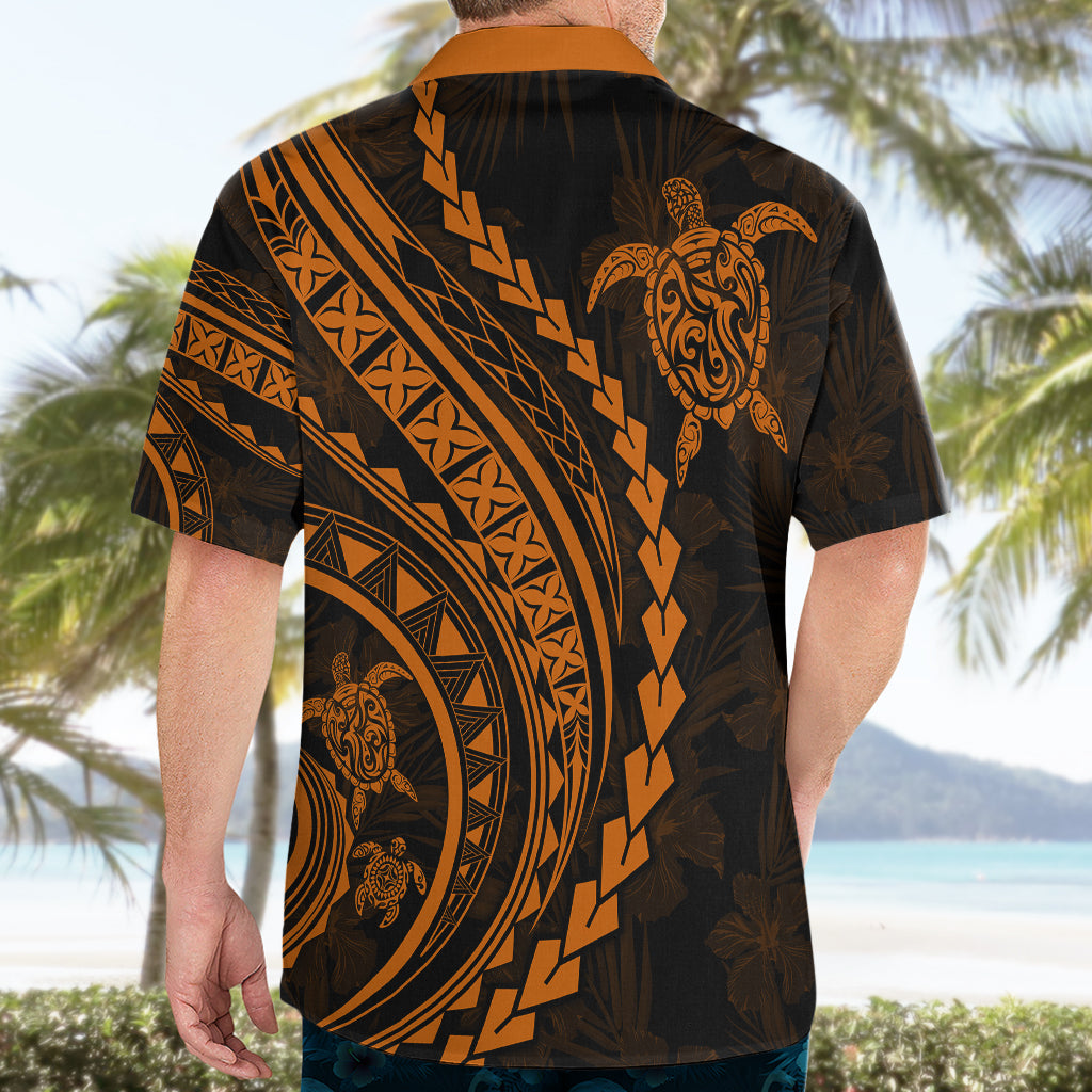 Polynesian Pride Hawaiian Shirt Turtle Hibiscus Luxury Style - Orange - Wonder Print Shop