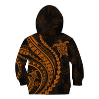Polynesian Pride Kid Hoodie Turtle Hibiscus Luxury Style - Orange - Wonder Print Shop