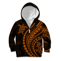 Polynesian Pride Kid Hoodie Turtle Hibiscus Luxury Style - Orange - Wonder Print Shop