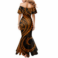 Polynesian Pride Mermaid Dress Turtle Hibiscus Luxury Style - Orange - Wonder Print Shop