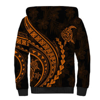 Polynesian Pride Sherpa Hoodie Turtle Hibiscus Luxury Style - Orange - Wonder Print Shop