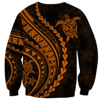 Polynesian Pride Sweatshirt Turtle Hibiscus Luxury Style - Orange - Wonder Print Shop