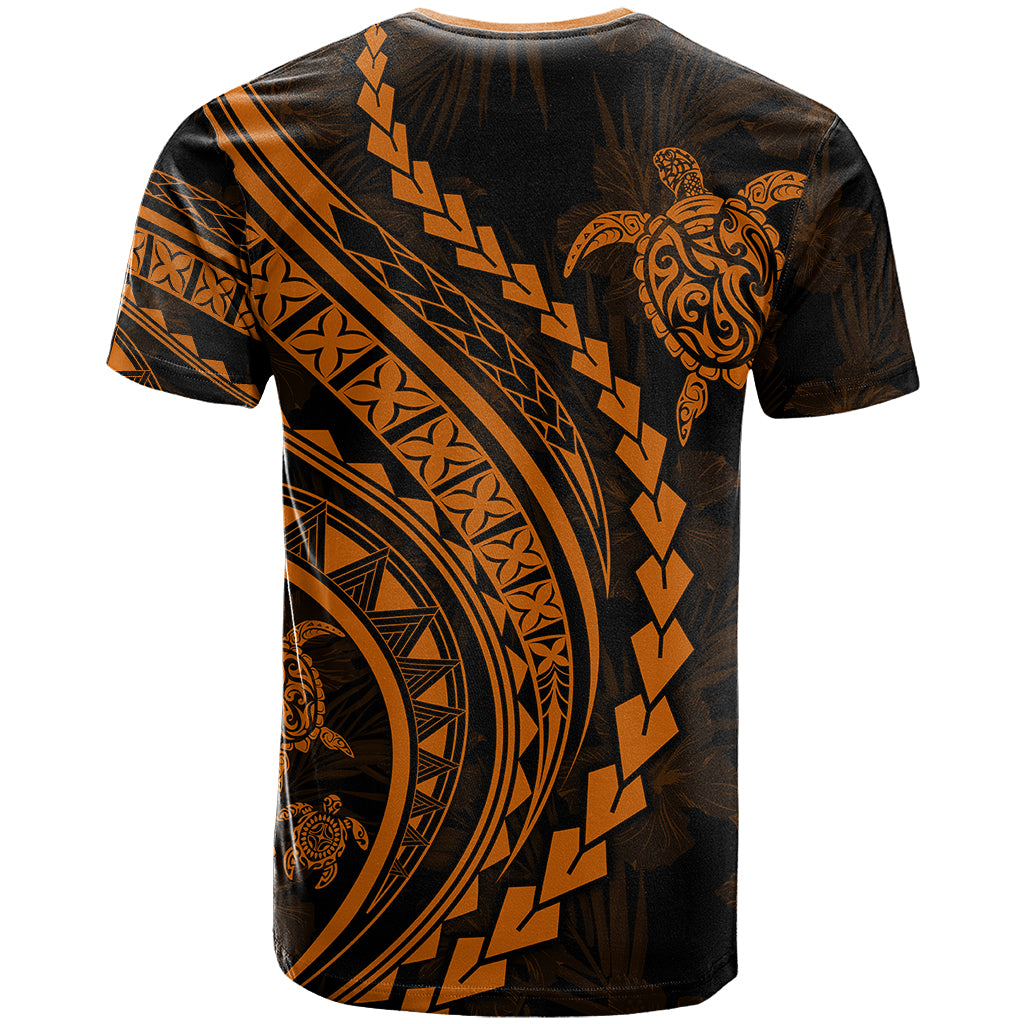 Polynesian Pride T Shirt Turtle Hibiscus Luxury Style - Orange - Wonder Print Shop