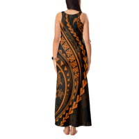 Polynesian Pride Tank Maxi Dress Turtle Hibiscus Luxury Style - Orange - Wonder Print Shop