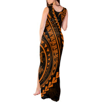Polynesian Pride Tank Maxi Dress Turtle Hibiscus Luxury Style - Orange - Wonder Print Shop