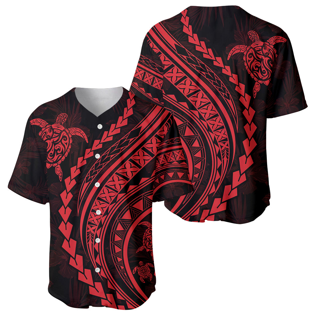 Polynesian Pride Baseball Jersey Turtle Hibiscus Luxury Style - Rose LT7 - Wonder Print Shop