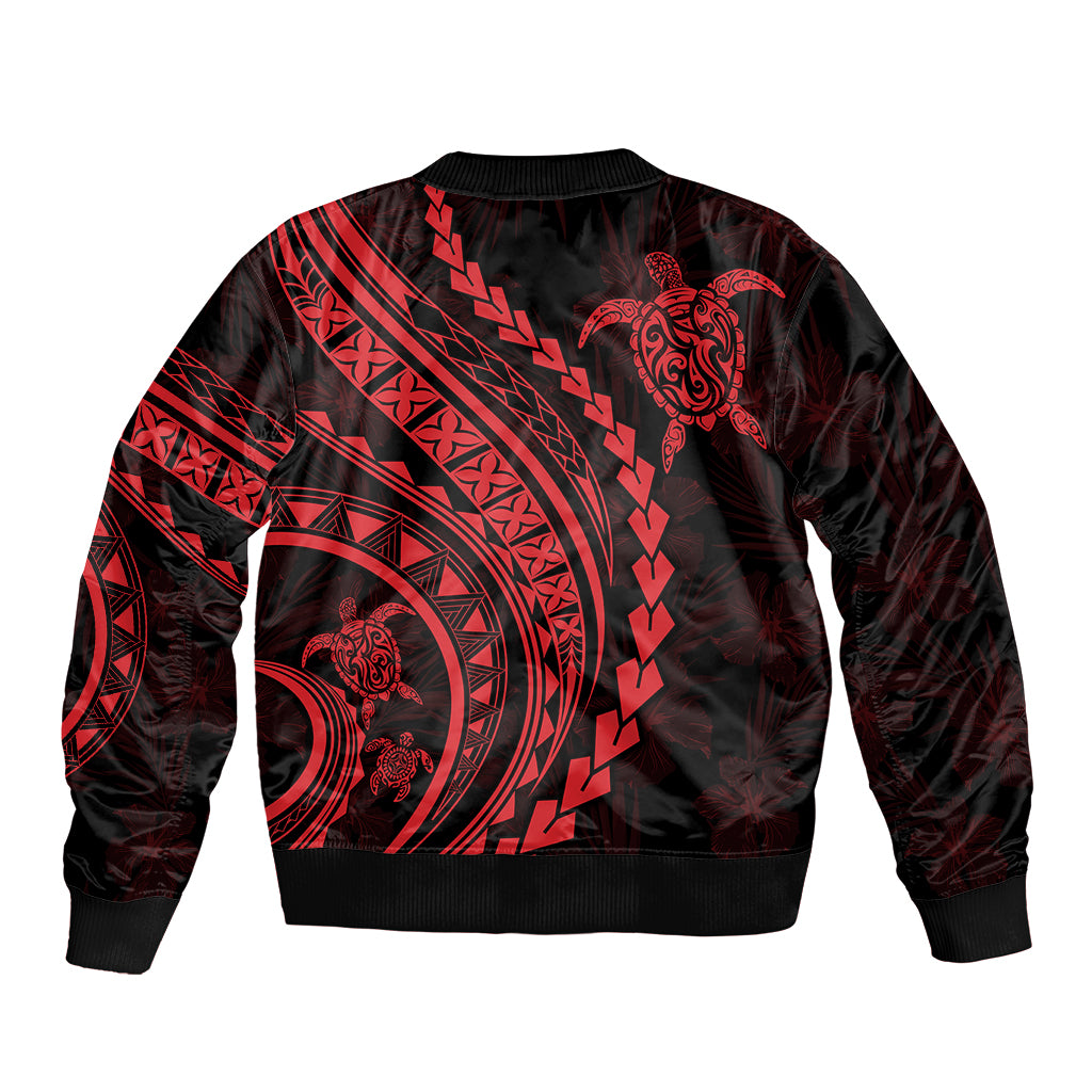 Polynesian Pride Bomber Jacket Turtle Hibiscus Luxury Style - Rose LT7 - Wonder Print Shop