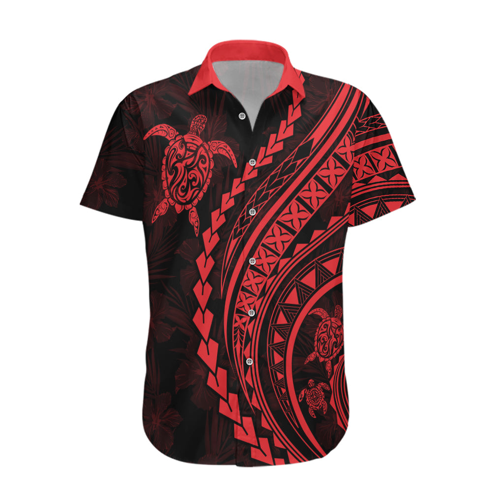 Polynesian Pride Hawaiian Shirt Turtle Hibiscus Luxury Style - Rose - Wonder Print Shop