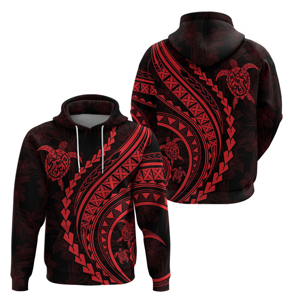 Polynesian Pride Hoodie Turtle Hibiscus Luxury Style - Rose - Wonder Print Shop