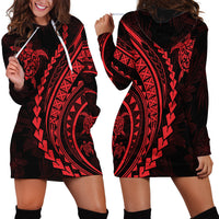 Polynesian Pride Hoodie Dress Turtle Hibiscus Luxury Style - Rose - Wonder Print Shop