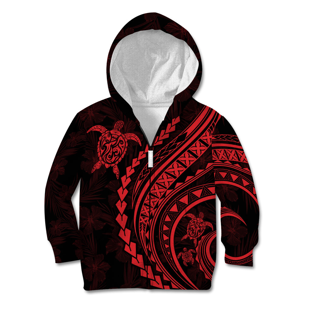 Polynesian Pride Kid Hoodie Turtle Hibiscus Luxury Style - Rose - Wonder Print Shop