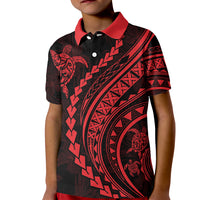 Polynesian Pride Kid Polo Shirt Turtle Hibiscus Luxury Style - Rose - Wonder Print Shop