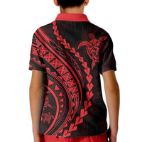 Polynesian Pride Kid Polo Shirt Turtle Hibiscus Luxury Style - Rose - Wonder Print Shop