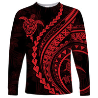 Polynesian Pride Long Sleeve Shirt Turtle Hibiscus Luxury Style - Rose - Wonder Print Shop
