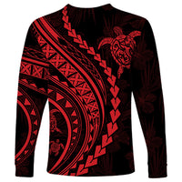 Polynesian Pride Long Sleeve Shirt Turtle Hibiscus Luxury Style - Rose - Wonder Print Shop