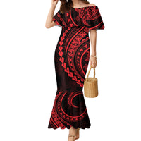 Polynesian Pride Mermaid Dress Turtle Hibiscus Luxury Style - Rose - Wonder Print Shop