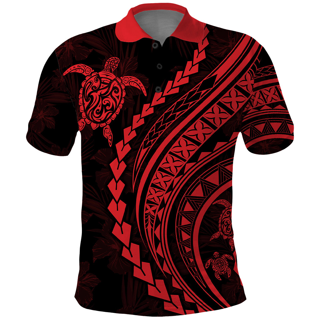 Polynesian Pride Polo Shirt Turtle Hibiscus Luxury Style - Rose - Wonder Print Shop