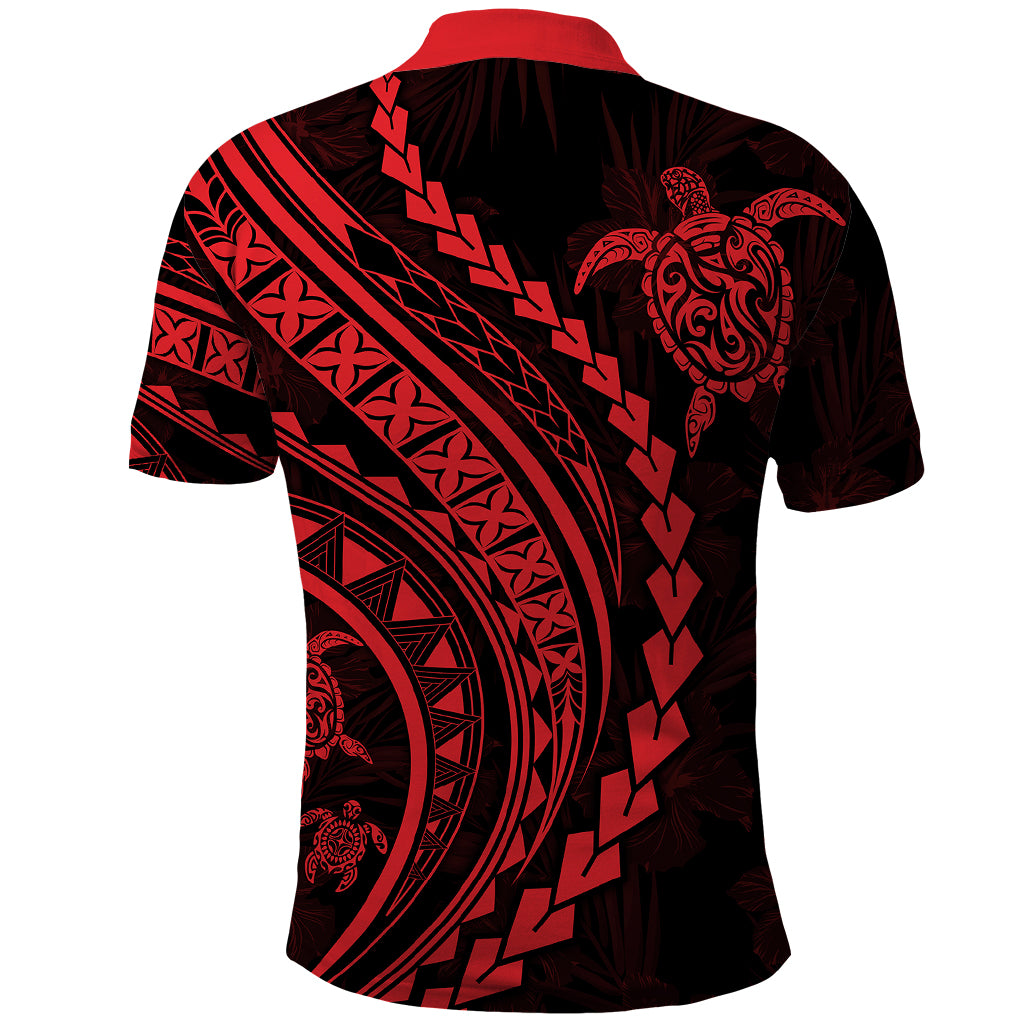 Polynesian Pride Polo Shirt Turtle Hibiscus Luxury Style - Rose - Wonder Print Shop