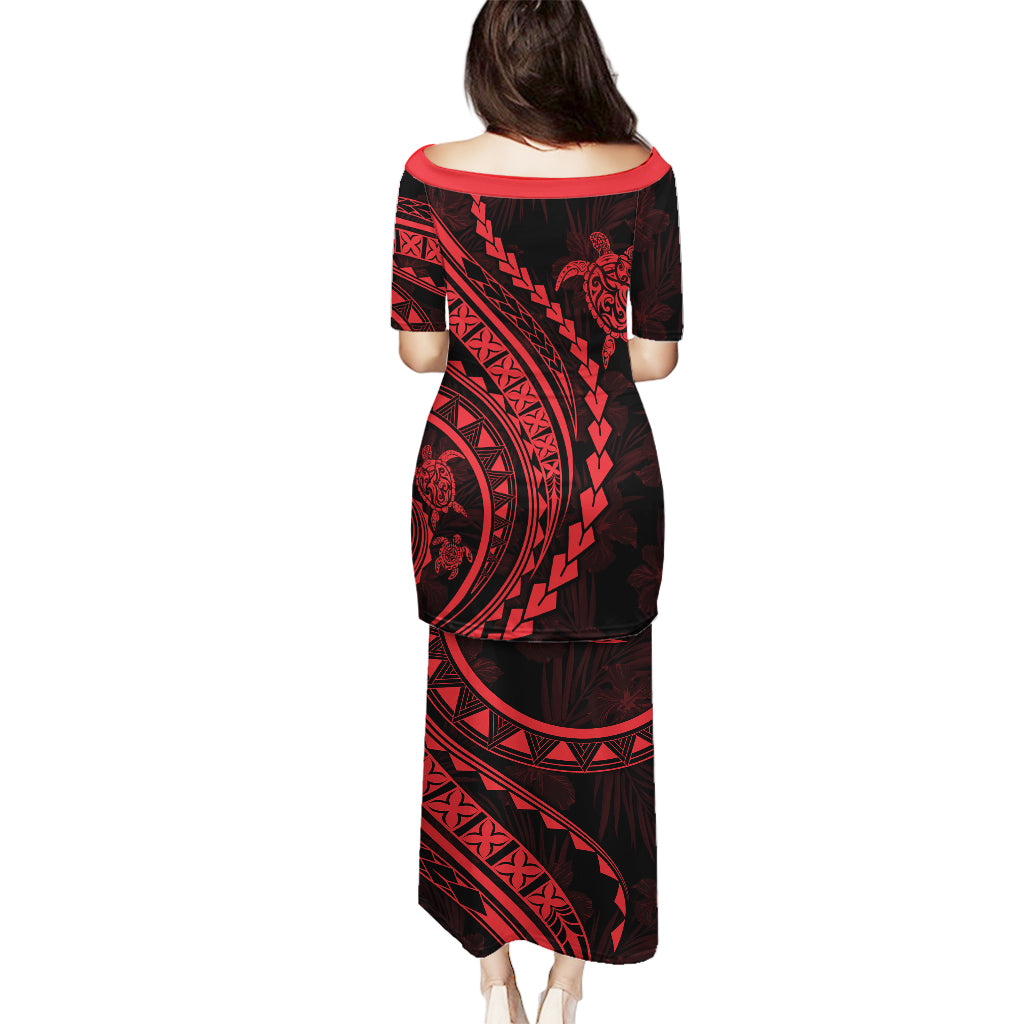 Polynesian Pride Puletasi Turtle Hibiscus Luxury Style - Rose - Wonder Print Shop