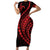Polynesian Pride Short Sleeve Bodycon Dress Turtle Hibiscus Luxury Style - Rose - Wonder Print Shop