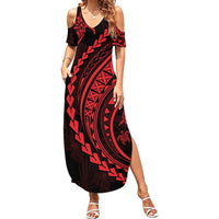 Polynesian Pride Summer Maxi Dress Turtle Hibiscus Luxury Style - Rose - Wonder Print Shop