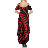 Polynesian Pride Summer Maxi Dress Turtle Hibiscus Luxury Style - Rose - Wonder Print Shop