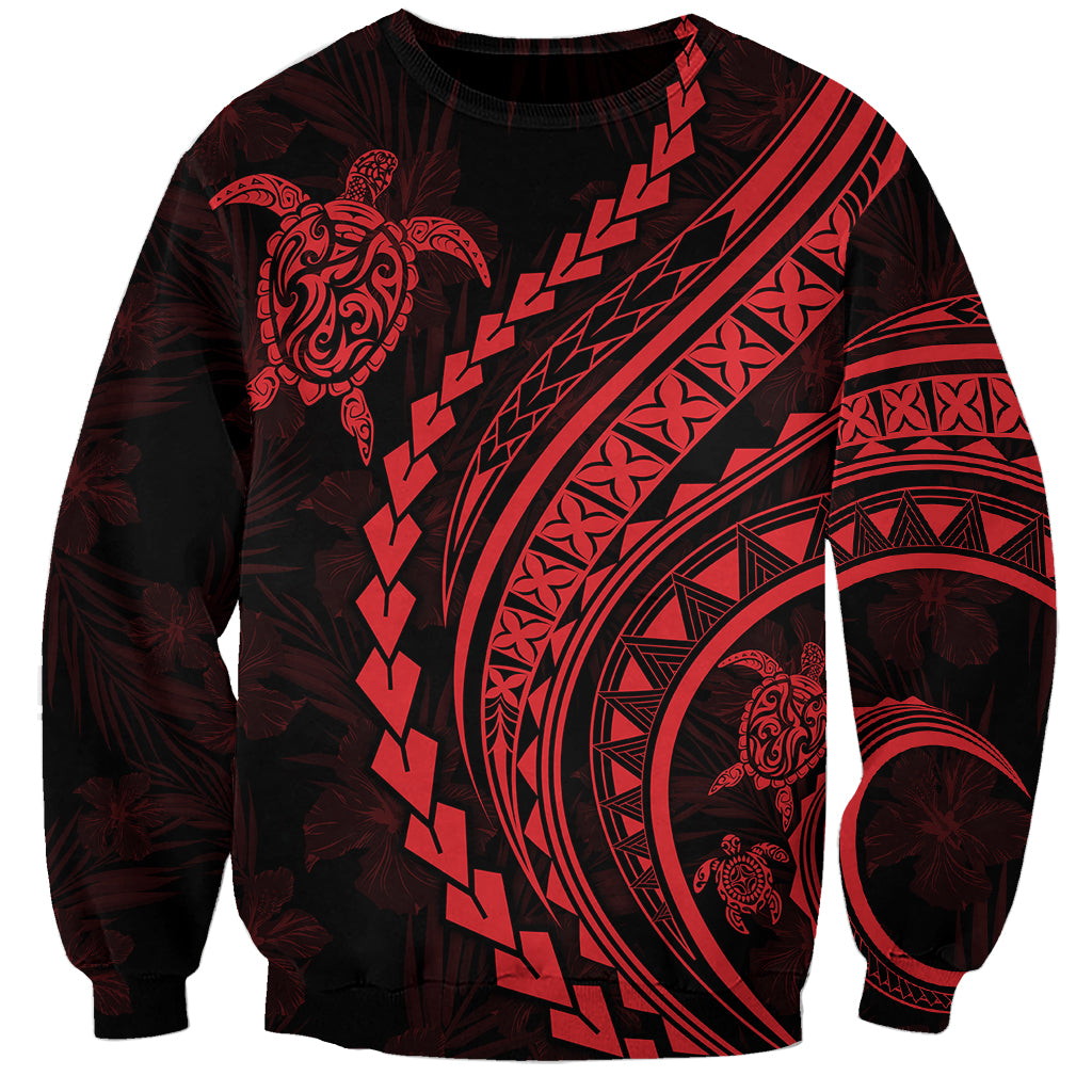 Polynesian Pride Sweatshirt Turtle Hibiscus Luxury Style - Rose - Wonder Print Shop