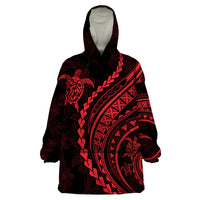 Polynesian Pride Wearable Blanket Hoodie Turtle Hibiscus Luxury Style - Rose - Wonder Print Shop