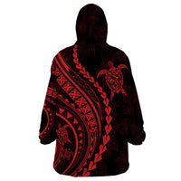Polynesian Pride Wearable Blanket Hoodie Turtle Hibiscus Luxury Style - Rose - Wonder Print Shop