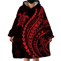 Polynesian Pride Wearable Blanket Hoodie Turtle Hibiscus Luxury Style - Rose - Wonder Print Shop