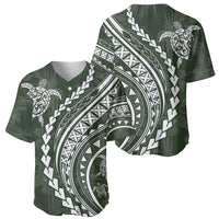 Polynesian Pride Baseball Jersey Turtle Hibiscus Luxury Style - Sage LT7 - Wonder Print Shop