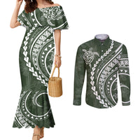 polynesian-pride-couples-matching-mermaid-dress-and-long-sleeve-button-shirts-turtle-hibiscus-luxury-style-sage