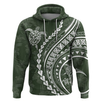 Polynesian Pride Hoodie Turtle Hibiscus Luxury Style - Sage - Wonder Print Shop
