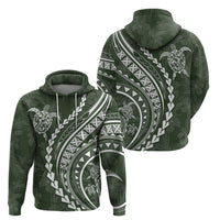 Polynesian Pride Hoodie Turtle Hibiscus Luxury Style - Sage - Wonder Print Shop