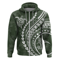Polynesian Pride Hoodie Turtle Hibiscus Luxury Style - Sage - Wonder Print Shop